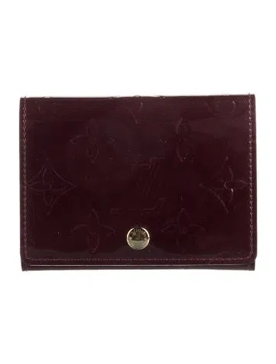 Pre-owned Louis Vuitton 2011 Monogram Vernis Card Case In Burgundy