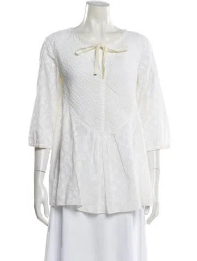Pre-owned Louis Vuitton 2011 Patterned Blouse In White