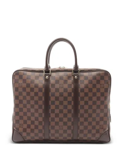 Pre-owned Louis Vuitton 2011 Porte Documents Voyage Briefcase In Brown