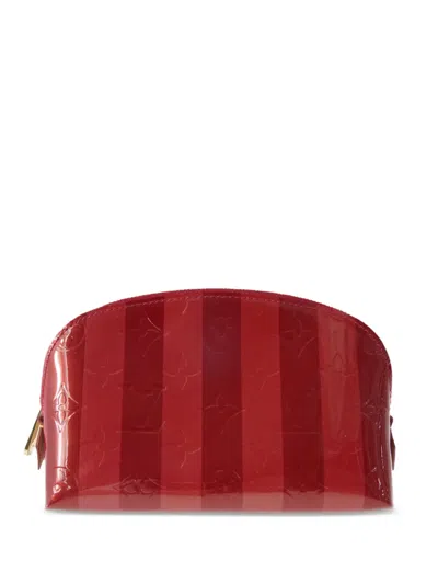 Pre-owned Louis Vuitton 2011 Rayure Wash Bag In Red