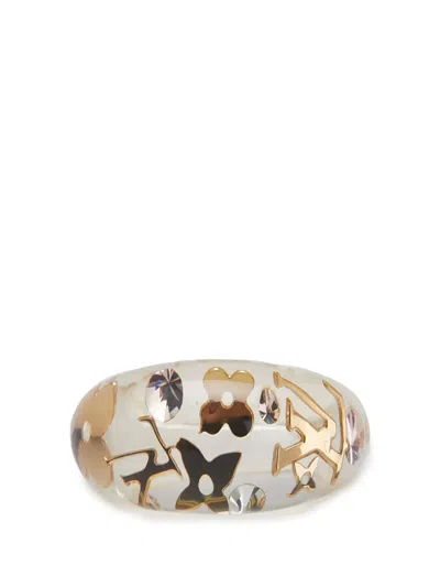 Pre-owned Louis Vuitton 2011 Resin And Crystal Monogram Inclusion Ring Costume Ring In Gold