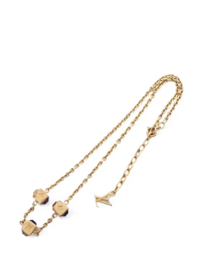 Pre-owned Louis Vuitton 2011 Rhinestone Gambling Necklace In Gold