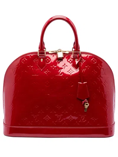 Pre-owned Louis Vuitton 2011 Vernis Alma Mm Satchel In Red