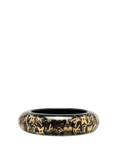 Pre-owned Louis Vuitton 2011 Wide Resin Monogram Inclusion Gm Costume Bracelet In 黑色