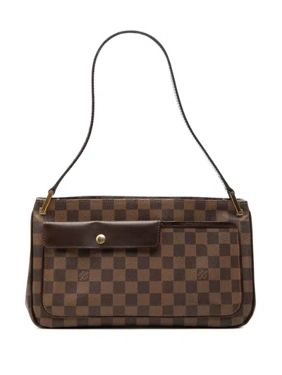 Pre-owned Louis Vuitton 2011-2016 Damier Ebene Aubagne Shoulder Bag In Brown