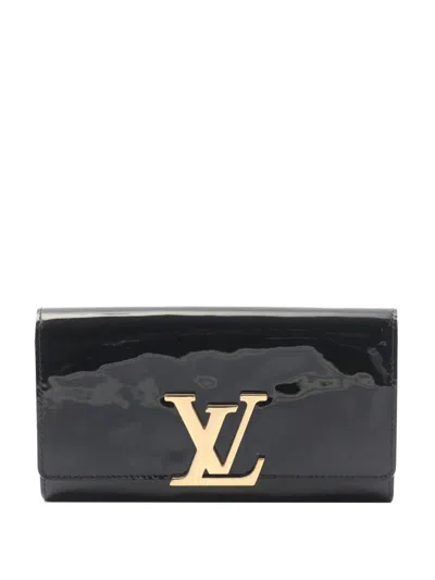 Pre-owned Louis Vuitton 2012-2019 Vernis Louise Wallet Long Wallets In Black
