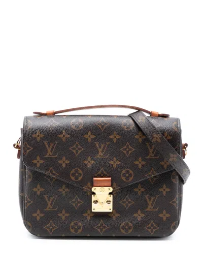 Pre-owned Louis Vuitton 2012-2025 Monogram Pochette Metis Satchel In Brown
