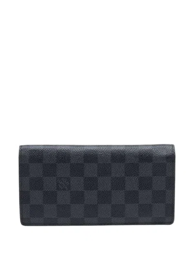 Pre-owned Louis Vuitton 2012 Brazza Damier Graphite Wallet In Black