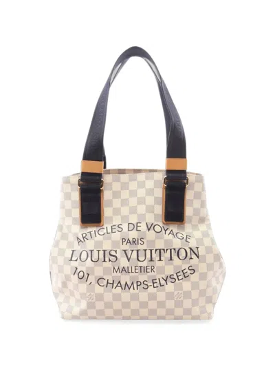 Pre-owned Louis Vuitton 2012 Damier Azur Beach Cabas Pm Tote Bag In White