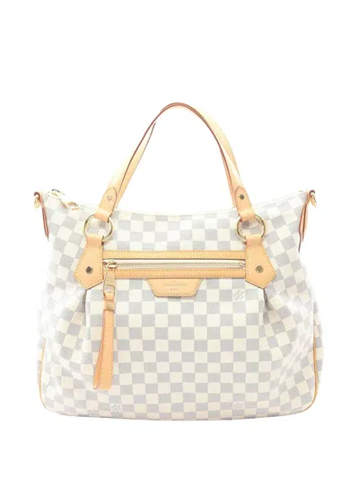 Pre-owned Louis Vuitton 2012 Damier Azur Evora Mm Satchel In White