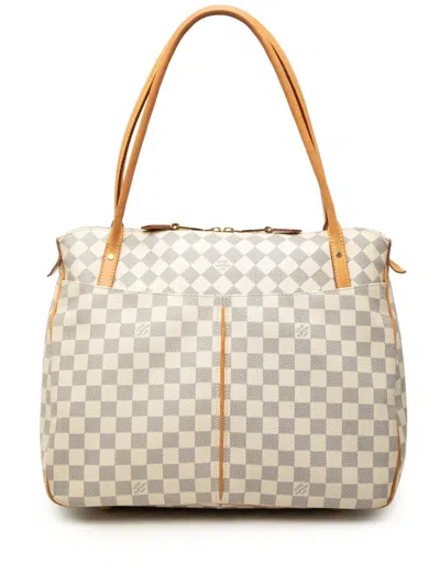 Pre-owned Louis Vuitton 2012 Damier Azur Figheri Gm Shoulder Bag In White