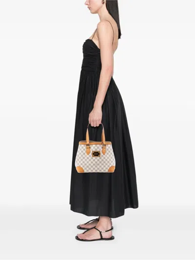 Pre-owned Louis Vuitton 2012 Damier Azur Hampstead Pm Tote Bag In White