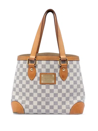 Pre-owned Louis Vuitton 2012 Damier Azur Hampstead Pm Tote Bag In White