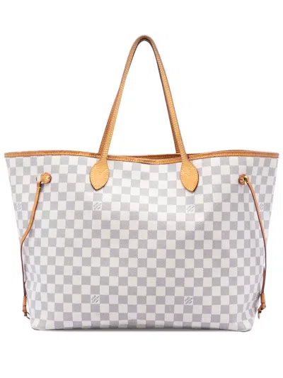 Pre-owned Louis Vuitton 2012 Damier Azur Neverfull Gm Tote Bag In White