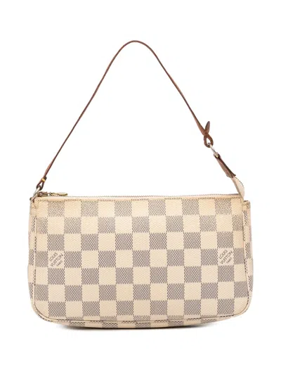 Pre-owned Louis Vuitton 2012 Damier Azur Pochette Accessoires Shoulder Bag In White