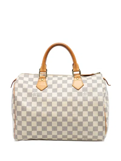 Pre-owned Louis Vuitton 2012 Damier Azur Speedy 30 Boston Bag In White