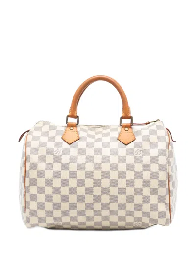 Pre-owned Louis Vuitton 2012 Damier Azur Speedy 30 Boston Bag In White