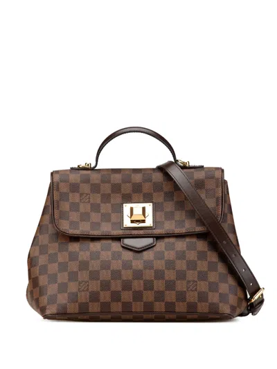 Pre-owned Louis Vuitton 2012 Damier Ebene Bergamo Mm Satchel In Brown