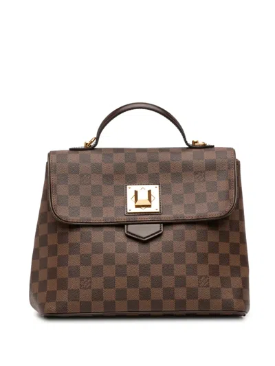 Pre-owned Louis Vuitton 2012 Damier Ebene Bergamo Mm Satchel In Brown