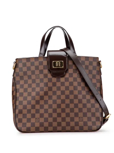 Pre-owned Louis Vuitton 2012 Damier Ebene Cabas Rosebery Satchel In Brown