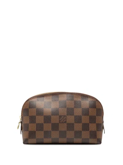 Pre-owned Louis Vuitton 2012 Damier Ebene Cosmetic Pouch Clutch Bag In Brown