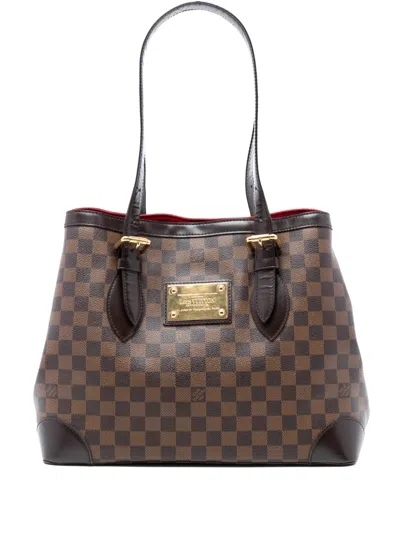 Pre-owned Louis Vuitton 2012 Damier Ebene Hampstead Mm Tote Bag In Brown