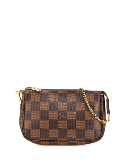 Pre-owned Louis Vuitton 2012 Damier Ebene Mini Pochette Accessoires Handbag In Brown