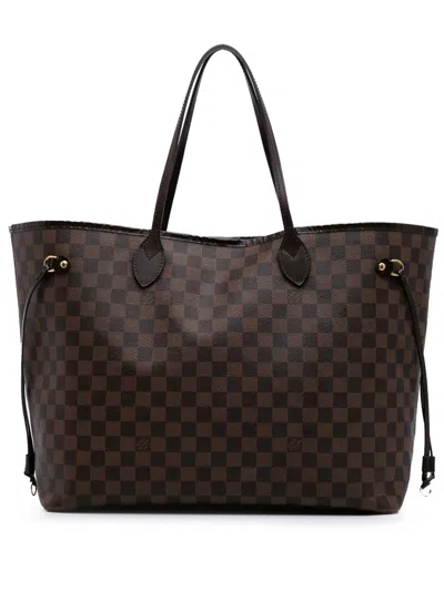 Pre-owned Louis Vuitton 2012 Damier Ebene Neverfull Gm Tote Bag In Brown