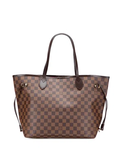 Pre-owned Louis Vuitton 2012 Damier Ebene Neverfull Mm Tote Bag In Brown