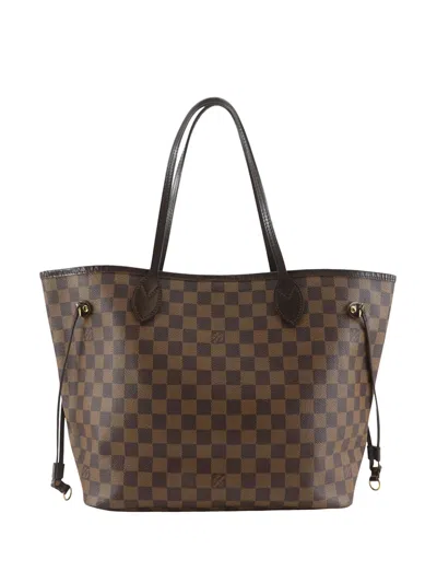 Pre-owned Louis Vuitton 2012 Damier Ebene Neverfull Mm Tote Bag In Brown