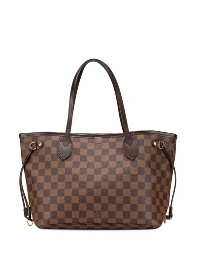 Pre-owned Louis Vuitton 2012 Damier Ebene Neverfull Pm Tote Bag In Brown