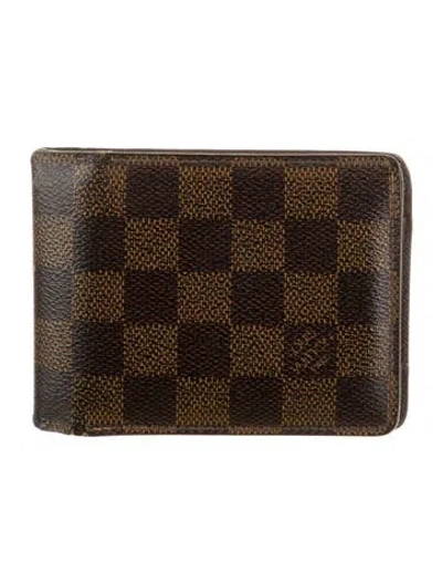 Pre-owned Louis Vuitton 2012 Damier Ebene Pattern Multicartes Card Holder In Brown