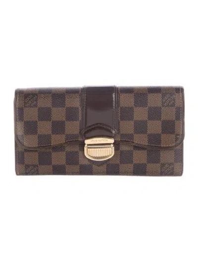 Pre-owned Louis Vuitton 2012 Damier Ebene Pattern Sistina Wallet In Brown