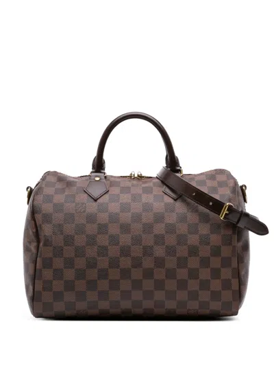 Pre-owned Louis Vuitton 2012 Damier Ebene Speedy Bandouliere 30 Satchel In Brown