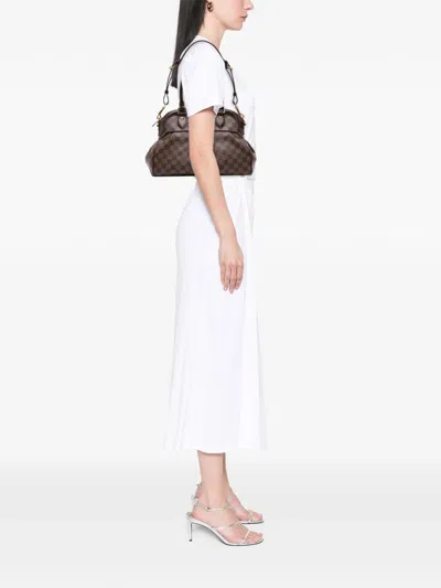 Pre-owned Louis Vuitton 2012 Damier Ebene Trevi Pm Satchel In Brown
