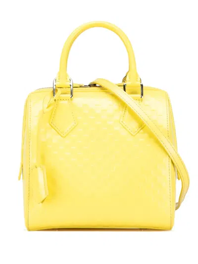 Pre-owned Louis Vuitton 2012 Damier Facette Speedy Cube Pm Satchel In Yellow