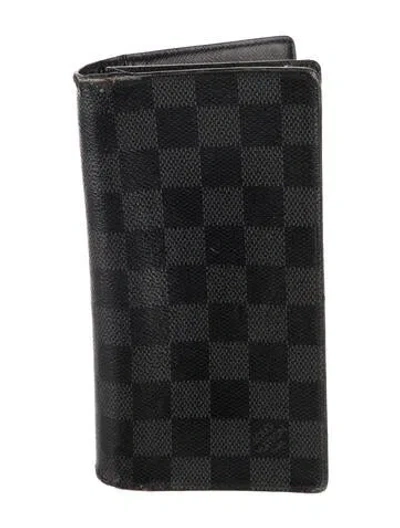 Pre-owned Louis Vuitton 2012 Damier Graphite Pattern Brazza Wallet In Black