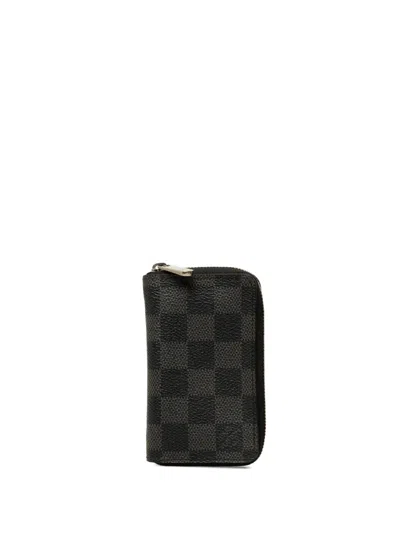 Pre-owned Louis Vuitton 2012 Damier Graphite Zippy Purse Coin Pouch In Black