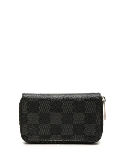 Pre-owned Louis Vuitton 2012 Damier Graphite Zippy Purse Coin Pouch In Black