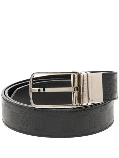 Pre-owned Louis Vuitton 2012 Damier Infini Boston Reversible Belt In Black