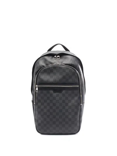 Pre-owned Louis Vuitton 2012 Damier Michael Backpack In Black