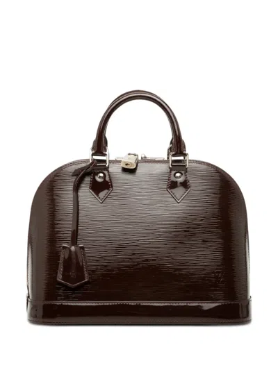 Pre-owned Louis Vuitton 2012 Electric Epi Alma Pm Satchel In Purple