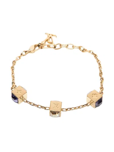 Pre-owned Louis Vuitton 2012 Gold Plated Gamble Crystal Bracelet Costume Bracelet