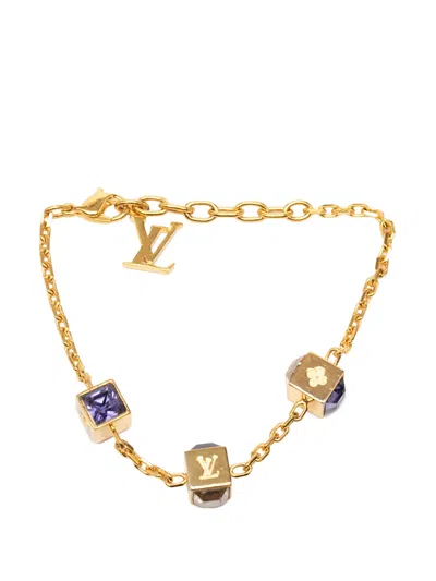 Pre-owned Louis Vuitton 2012 Gold Plated Gamble Strass Bracelet Costume Bracelet