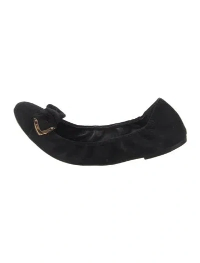 Pre-owned Louis Vuitton 2012  Essential Suede Bow Ballerina Flats Ballet Flats In Black