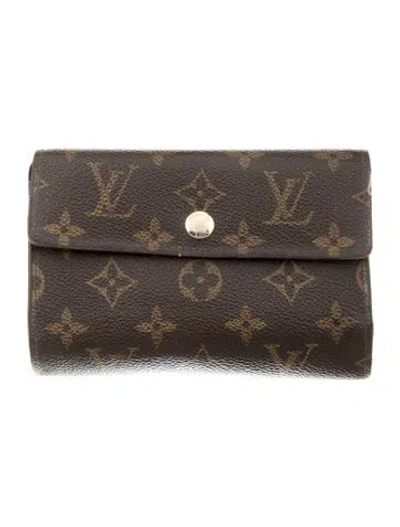 Pre-owned Louis Vuitton 2012 Lv Monogram Porte-trésor Étui Papier Wallet In Brown