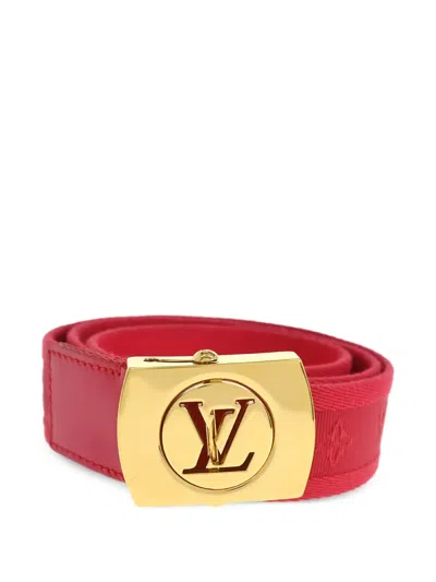 Pre-owned Louis Vuitton 2012 Monogram Cutout Belt In Red