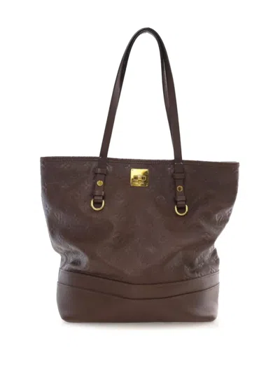 Pre-owned Louis Vuitton 2012 Monogram Empreinte Citadine Pm Tote Bag In Brown