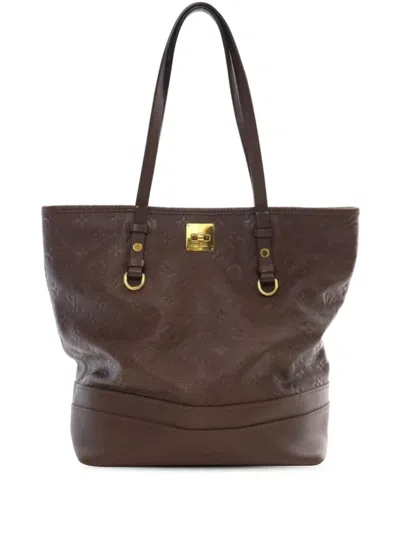 Pre-owned Louis Vuitton 2012 Monogram Empreinte Citadine Pm Tote Bag In Brown