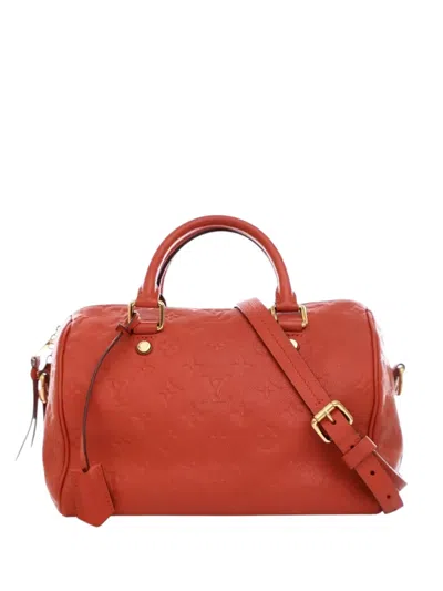 Pre-owned Louis Vuitton 2012 Monogram Empreinte Speedy Bandouliere 25 Satchel In Red
